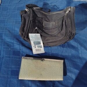 Black Shoulder Bag& Antique Purse